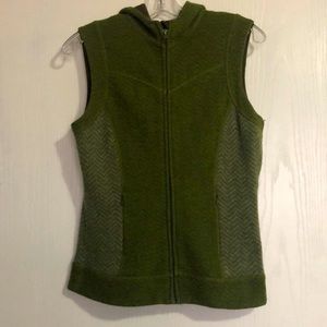 Wool blend green Prana hooded vest.